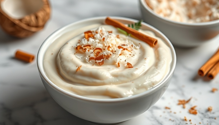 Creamy Boniatillo Con Coco dessert topped with coconut and cinnamon.