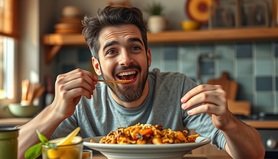 Man enjoying authentic Peruvian recipe in a home kitchen.
