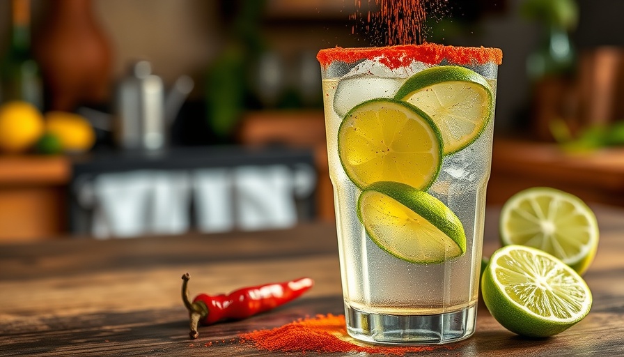 How to make Agua Preparada: Lime drink with chili rim and powder.