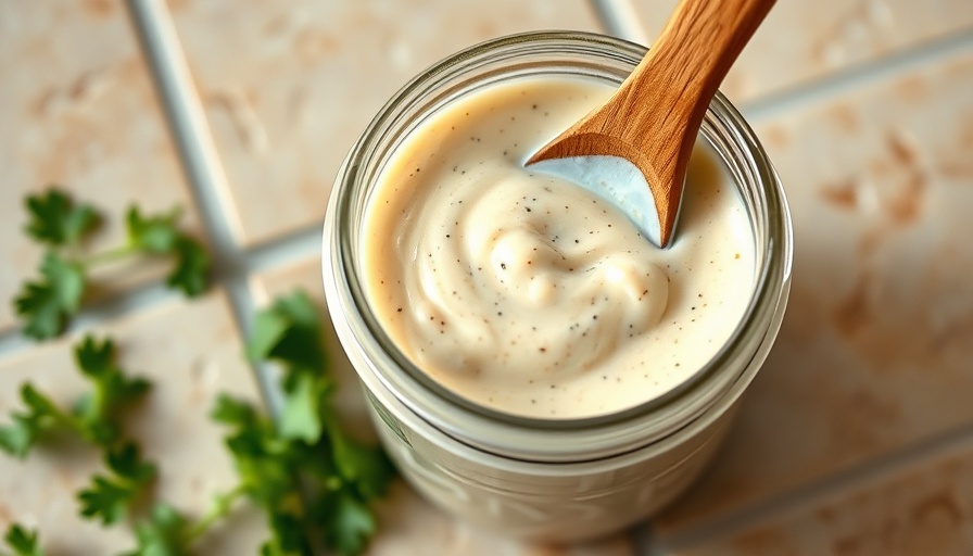 Creamy chipotle ranch dressing in a jar with a wooden spoon.