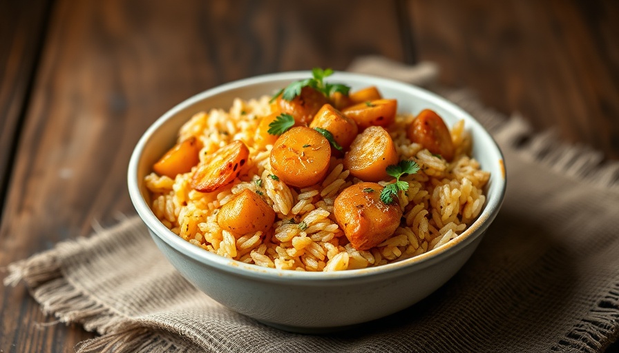 Hearty Rice Main Dishes for Restaurants with chicken and plantains.