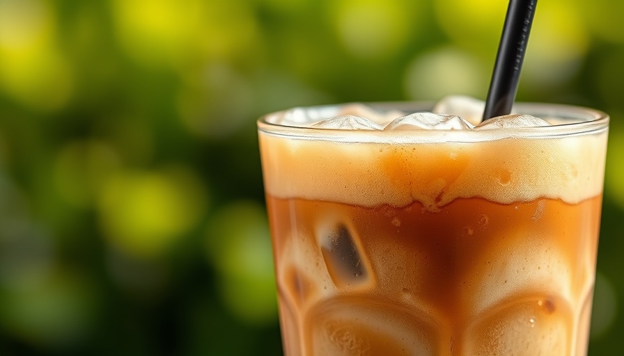 Foamy homemade iced coffee in a glass for restaurants
