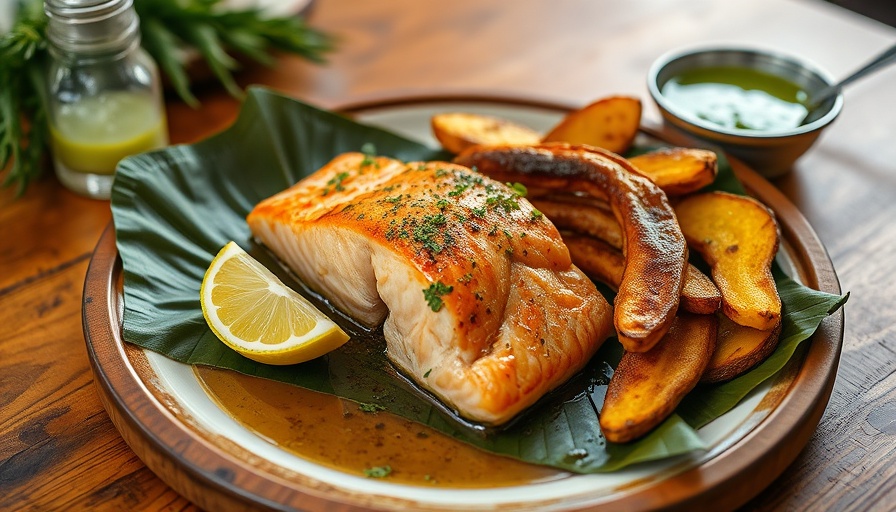 Simple Salmon Recipes for Restaurants: salmon and plantains served elegantly.
