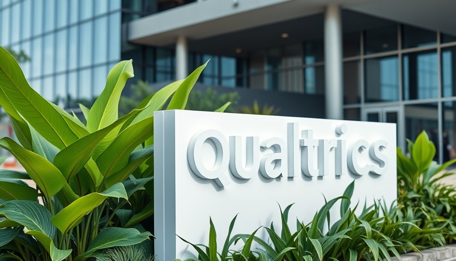 Qualtrics sign at office building with greenery
