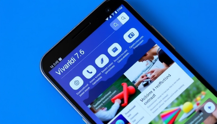 Smartphone showing Vivaldi 7.6 features interface.