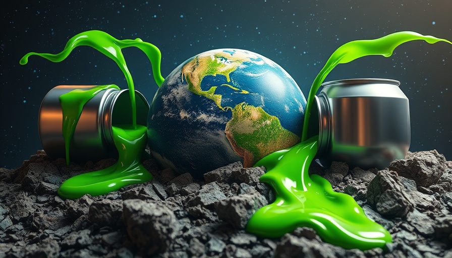 Emerging technologies in climate showing green liquid over Earth from space.