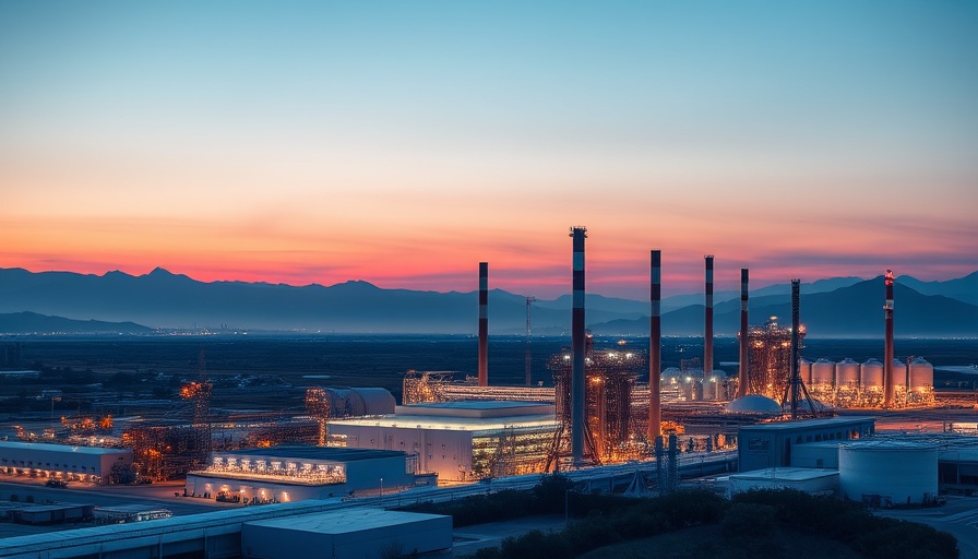 Modern industrial facility at twilight displaying climate technology innovations.