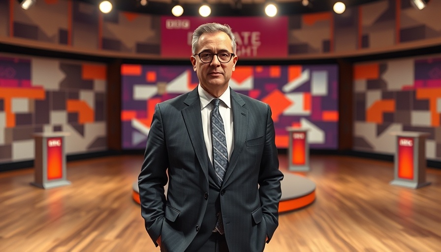 BBC Debate Night filming in Lockerbie set scene with host.