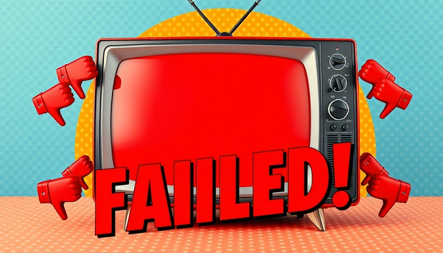 Retro TV with criticism symbols depicting failed TV trends.