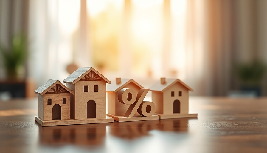 Miniature houses and percentage symbol representing UK mortgage rate changes.
