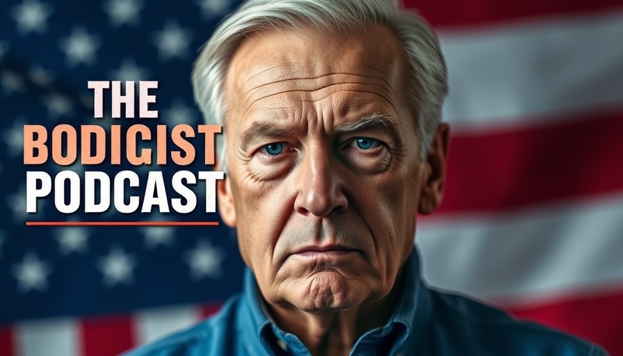Podcast on Future of U.S. universities with text and flag backdrop.