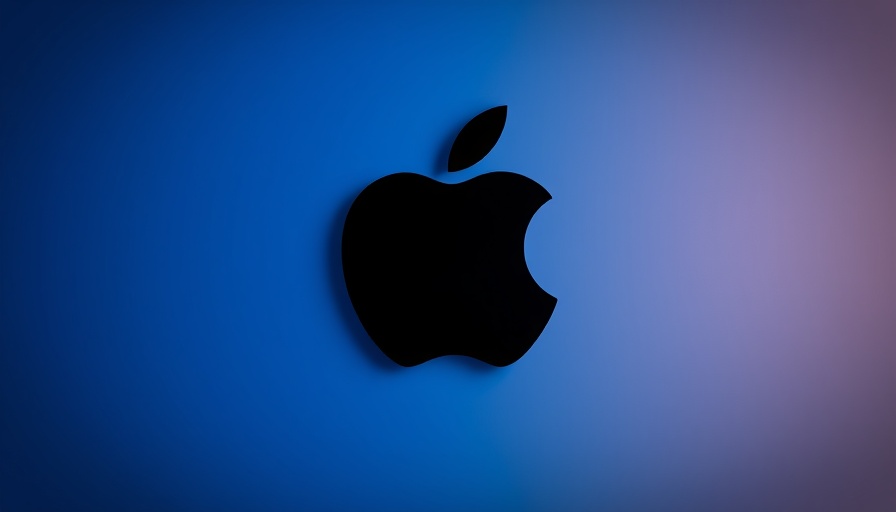 Sleek Apple logo on a blue gradient background, emphasizing innovation.