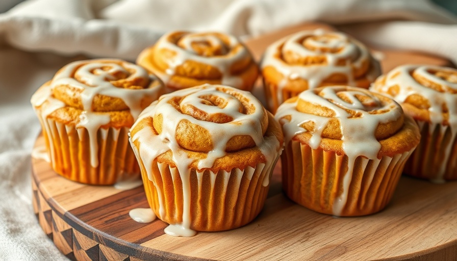 Delicious Pumpkin Spice Cinnamon Roll Muffins drizzled with glaze