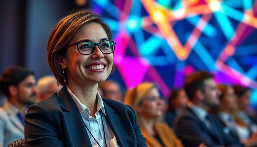 Electric Trucks Revealed at TechCrunch Disrupt 2025 event banner with smiling businesswoman.
