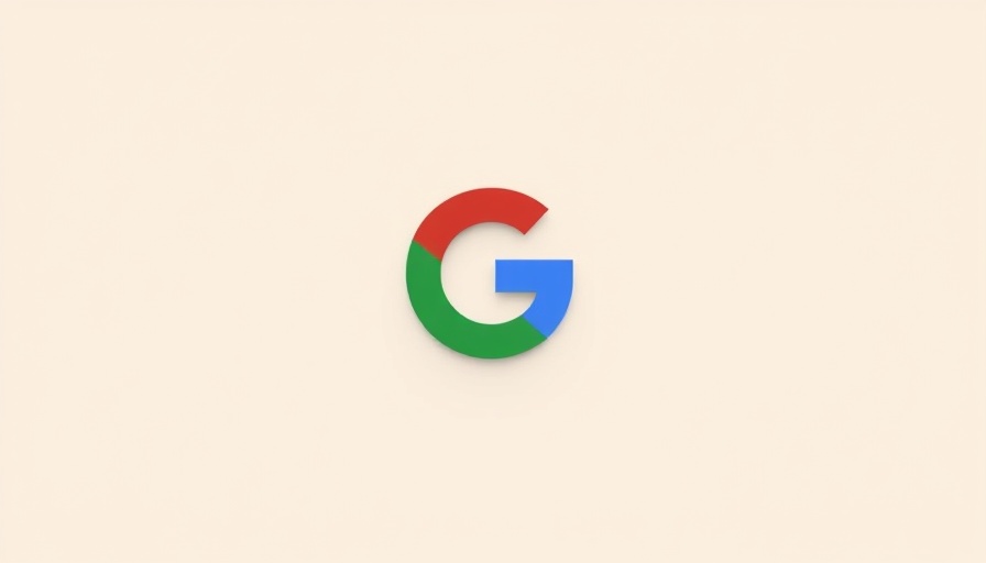 Minimalistic Google logo on a beige background.