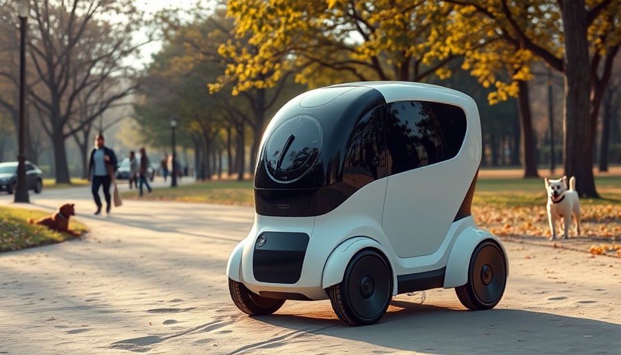 Coco Robotics AI delivery robot in park during sunset