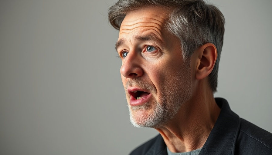 Mature man speaking passionately in interview setting.
