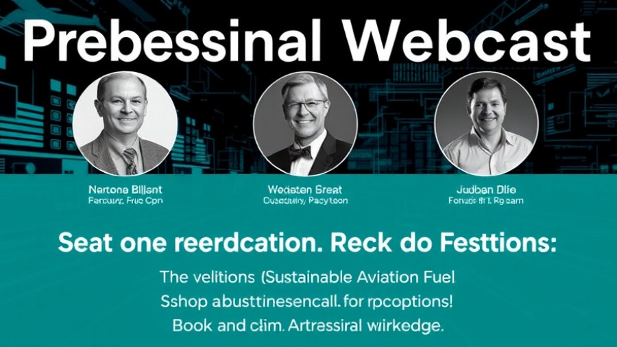 Webcast poster on sustainable aviation fuel book and claim strategies.