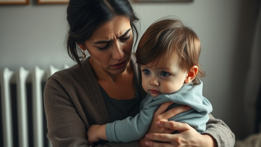 Worried mother and child affected by the housing crisis in the UK.