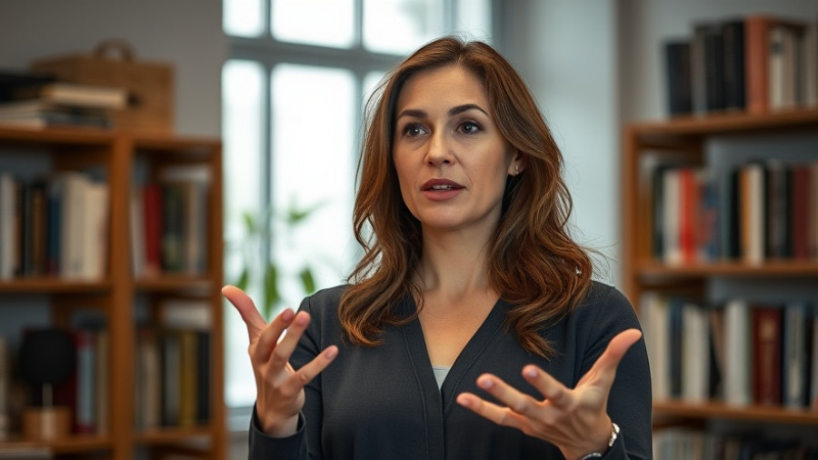 Confident woman discusses investing strategies, start investing today.