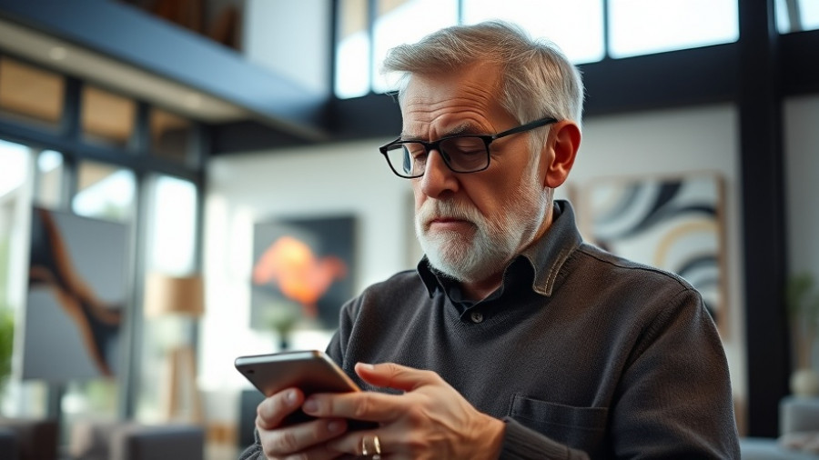 Financial Lessons from Regret: Thoughtful elderly man with smartphone.