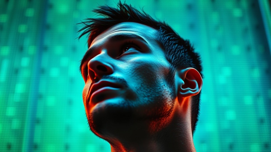 Abstract portrait of a thoughtful man in pixelated digital art style, related to Ethical AI for Small Businesses.