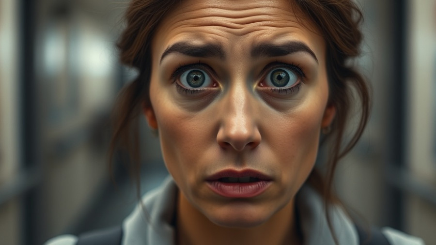 Concerned woman in chaotic whole house reset scene, close-up.