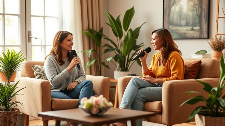Podcast discussion on buying agent vs estate agent in a cozy setting.