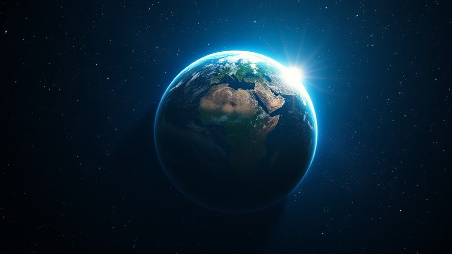 Earth surrounded by stars, photorealistic space image
