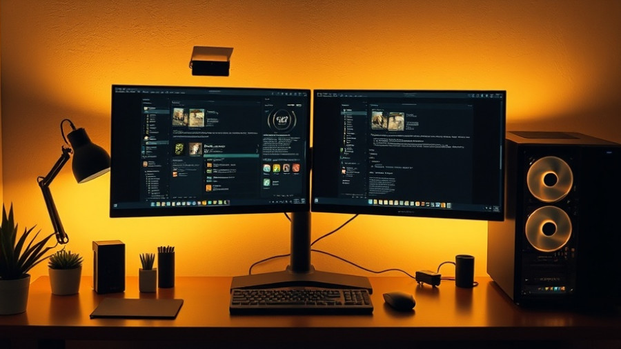 Modern computer setup with dual monitors showcasing a 100Hz monitor upgrade in a cozy home office.