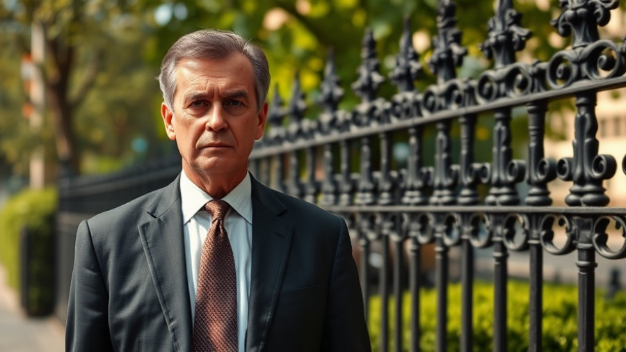 Middle-aged man standing near a fence, new allegations against Prince Andrew.