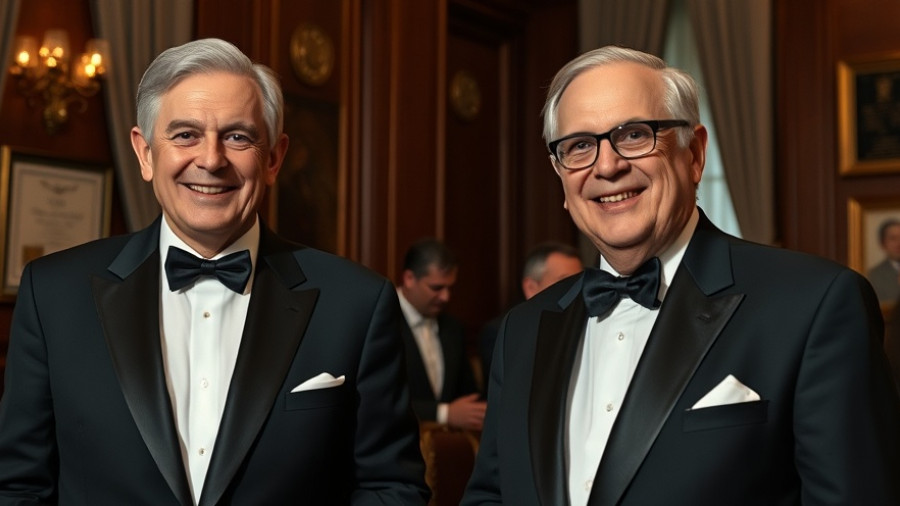 Distinguished older gentlemen at formal event embodying hard b--tard financial strategy.
