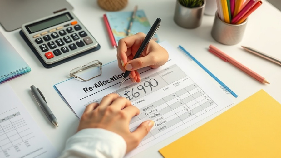 Hand calculating budget with wedding gift re-allocation focus