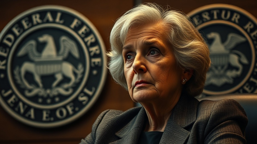 What is happening to the economy right now: Woman reflecting beside Federal Reserve seal.