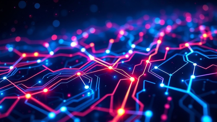 Futuristic circuit network representing OpenAI Sora social network.