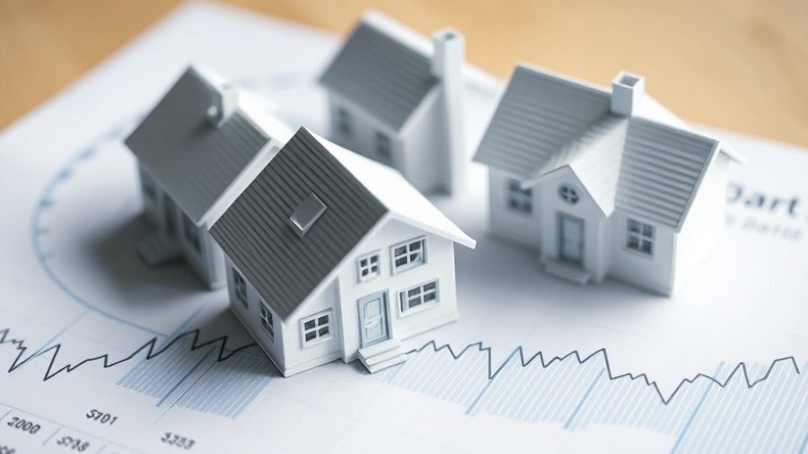 White house models on graph depicting UK housing market autumn challenges.
