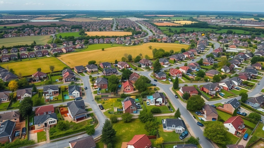 October 2025 housing market update: aerial suburban view.