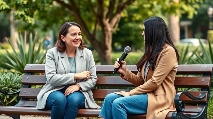 Interview scene discussing phone credit or haircut outdoors.