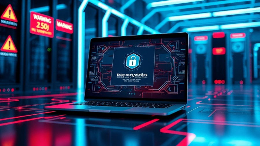 Digital warning of CVE-2025-33073 Windows SMB vulnerability in server room.