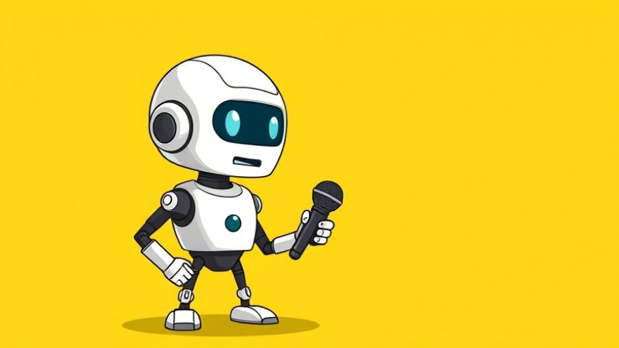Cartoon robot holding a microphone discussing YouTube's autodubbing feature.