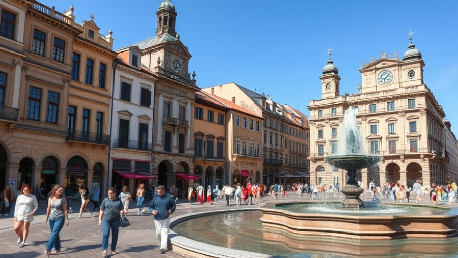 Nottingham city square bustling with people, historic architecture.