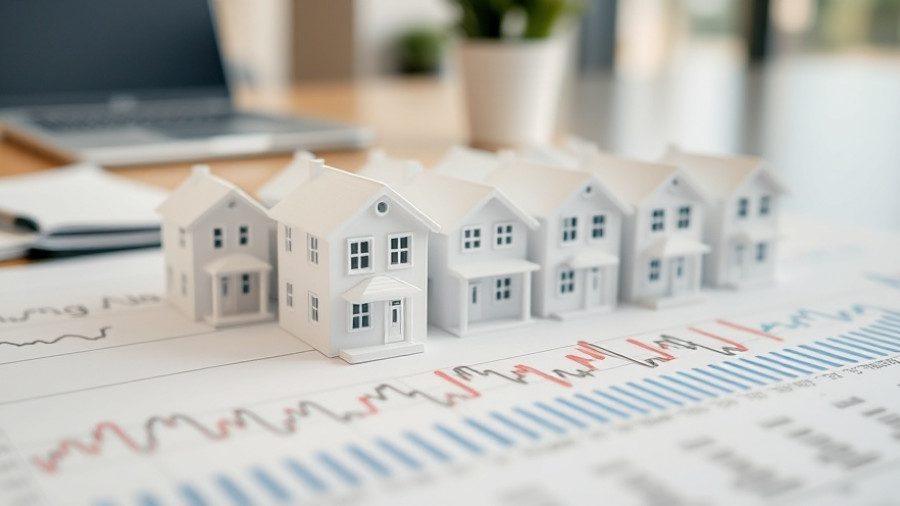 Model houses on a UK housing market price reduction chart.