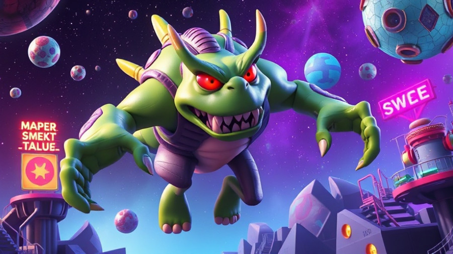 Vivid alien character in cosmic Netflix interactive scene.