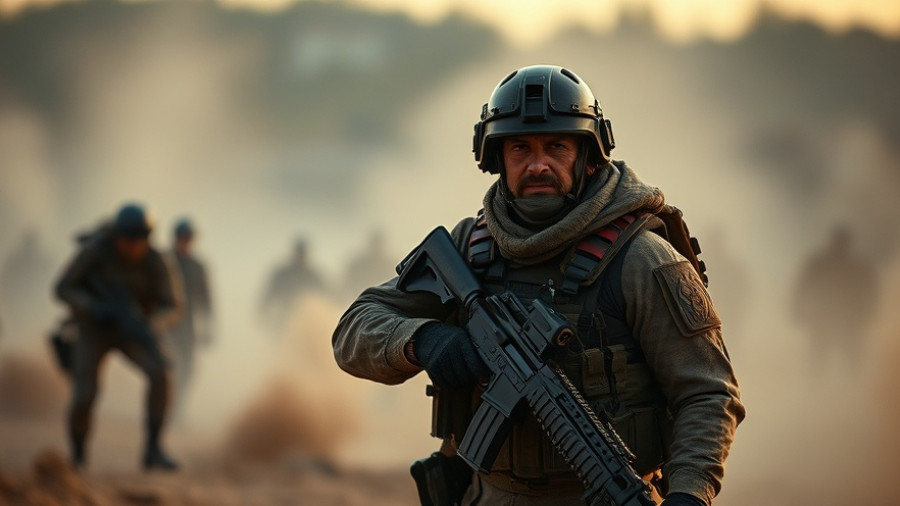 Heavily armed mercenary in combat gear symbolizing mercenary business boom.