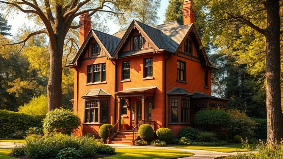 Edwardian house for sale in Scotland, red brick with lush garden.