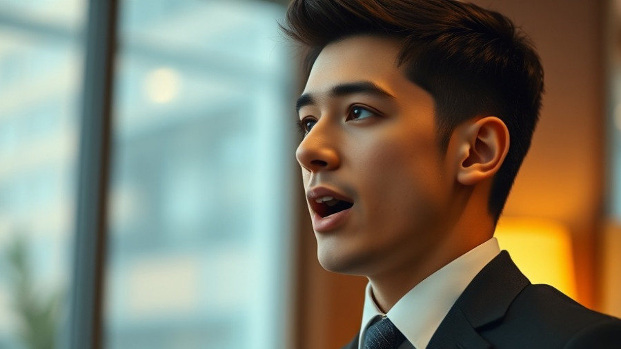 Young man discussing leftist violence and its global economic impact indoors.