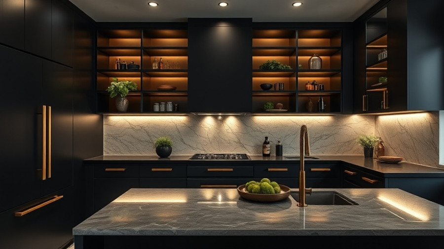 Dark kitchen design inspiration featuring sleek modern amenities.