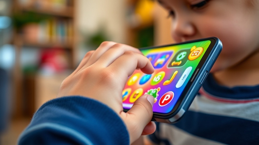 Child engaging with educational game on smartphone, high-quality screen time for kids.