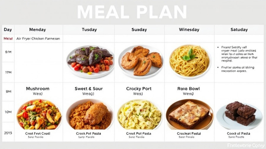 Weekly meal plan for immune system with a variety of dishes.