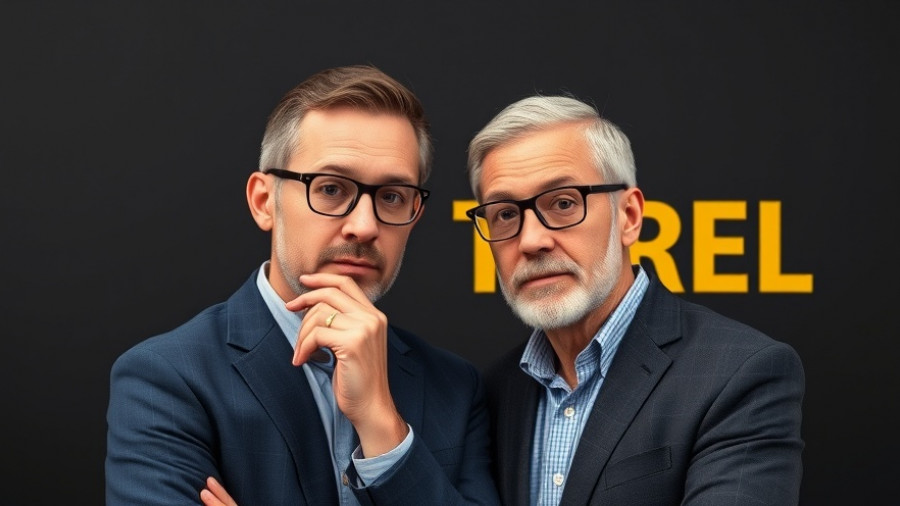 Two thoughtful men discussing tariff impact on family budget.